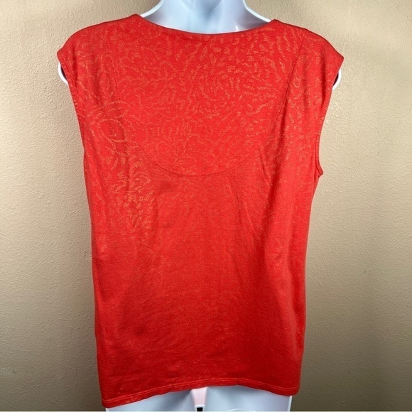 Small Dana Buchman Peach Gold Shimmer Top Sleeveless Stretch 4 6 Cap Sleeve - Picture 6 of 9